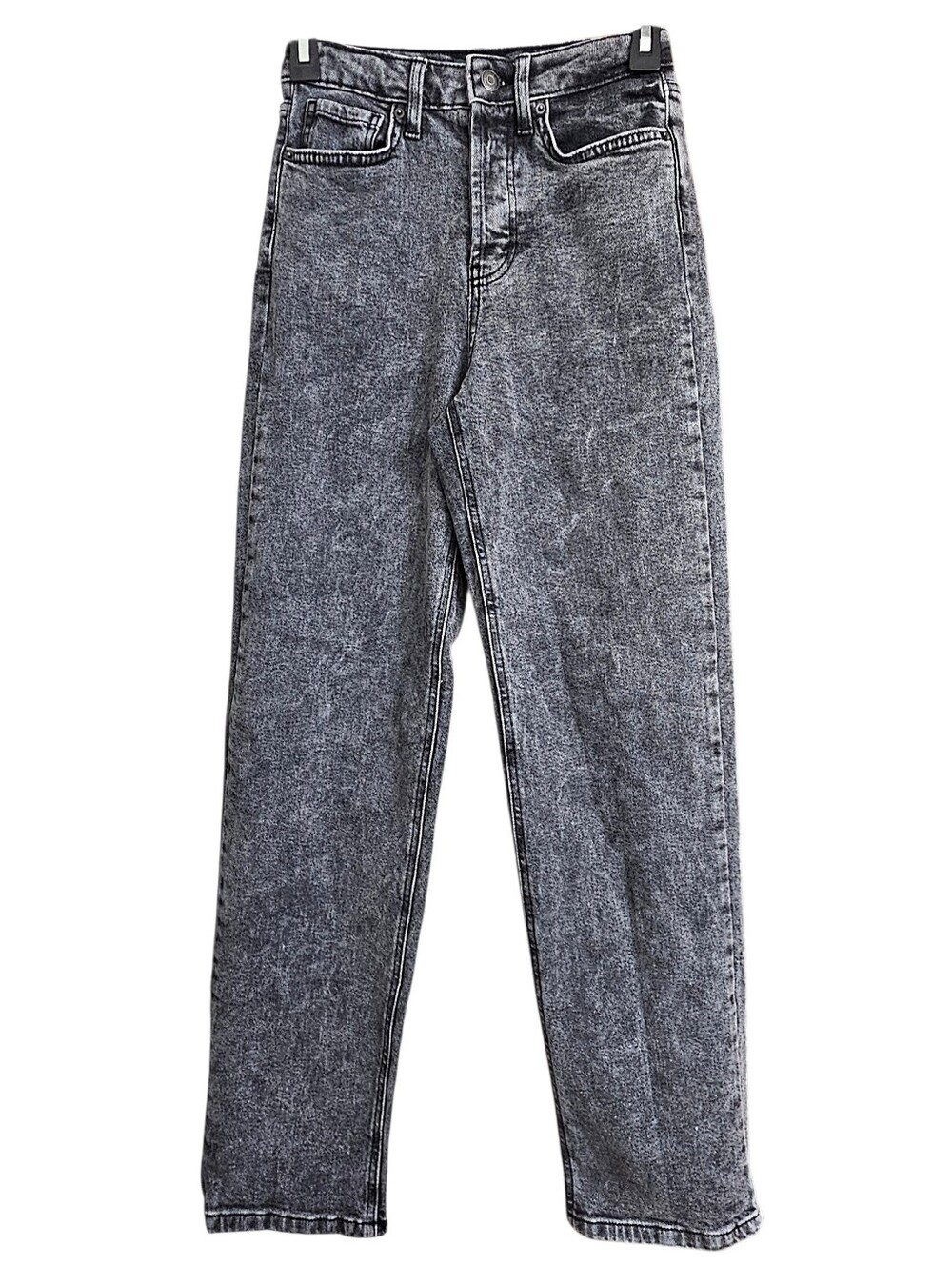 Wild Fable Super High Rise Gray Acid Wash Button-Fly Straight Leg Jeans 0